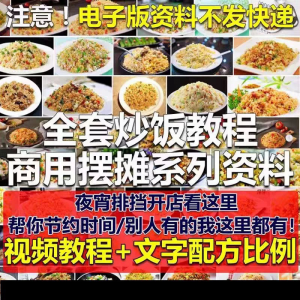 花式炒饭视频教程 泡菜蛋炒饭海鲜盖饭制作 特色小吃配方技术课程-淘宝虚拟馆