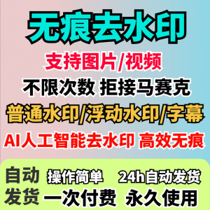 视频去水印软件无痕消除文字AI去除图片字幕水印处理手机电脑神器-淘宝虚拟馆