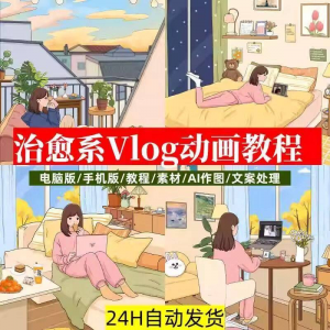 治愈系动画视频插画教程AI绘画动态情感唯美vlog镜头剪辑课程素材-淘宝虚拟馆
