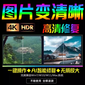 智能AI:图片相片模糊变清晰/高清修复无损放大/黑白上色彩色软件-淘宝虚拟馆