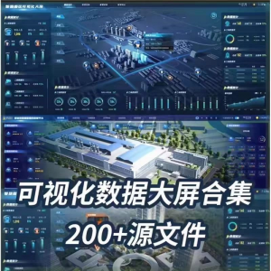 可视化数据大屏设计模板蓝色科技数字孪生设计素材UI界面PSD文件-淘宝虚拟馆