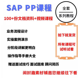 SAP教程视频教程PP生产计划模块视频教程-淘宝虚拟馆